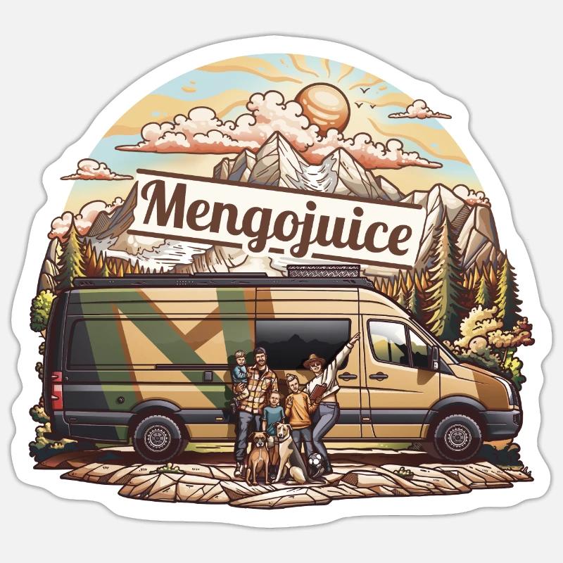 Mengojuice Vanlife - Sticker taille S (10 x 10 cm) - blanc mat
