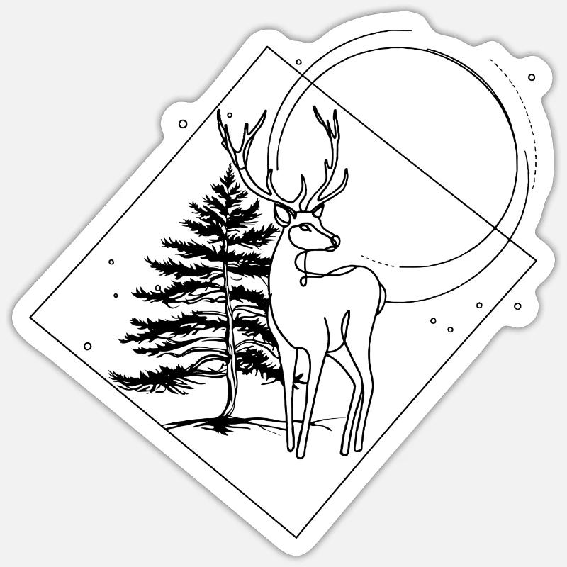 Cerf - Sticker taille S (10 x 10 cm) - blanc mat