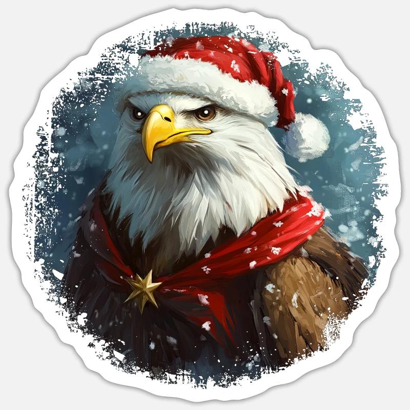 Eagle Christmas - Sticker size S (10 x 10 cm) - white matte