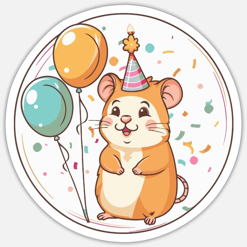 Hamster Birthday Comic - Sticker size S (10 x 10 cm) - white matte