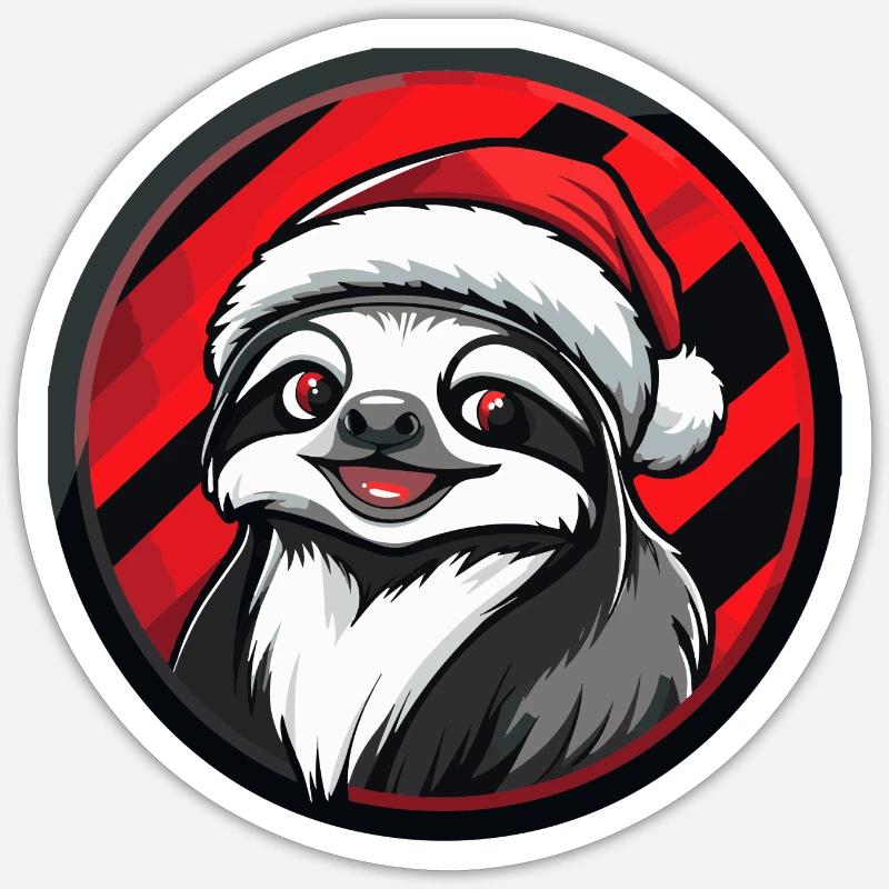 Faultier Weihnachten Tier - Sticker Größe S (10 x 10 cm) - Mattweiß