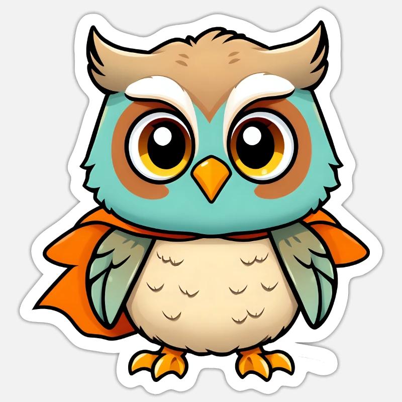 Entzückender blauer Eulen-Superheld - Sticker Größe S (10 x 10 cm) - Mattweiß