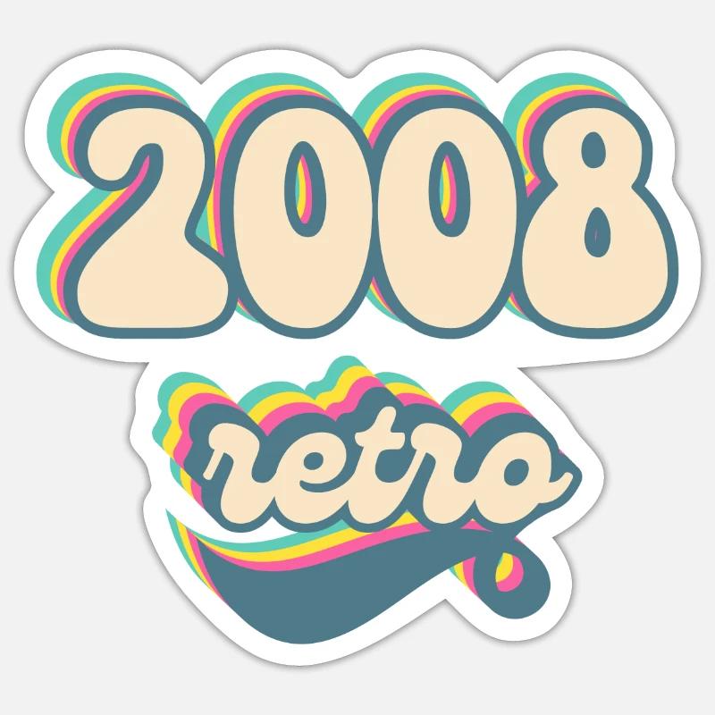 2008 Retro Geschenkidee - Sticker Größe S (10 x 10 cm) - Mattweiß