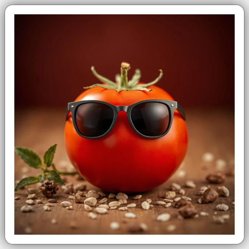 Tomate stylée - Sticker taille S (10 x 10 cm) - blanc mat