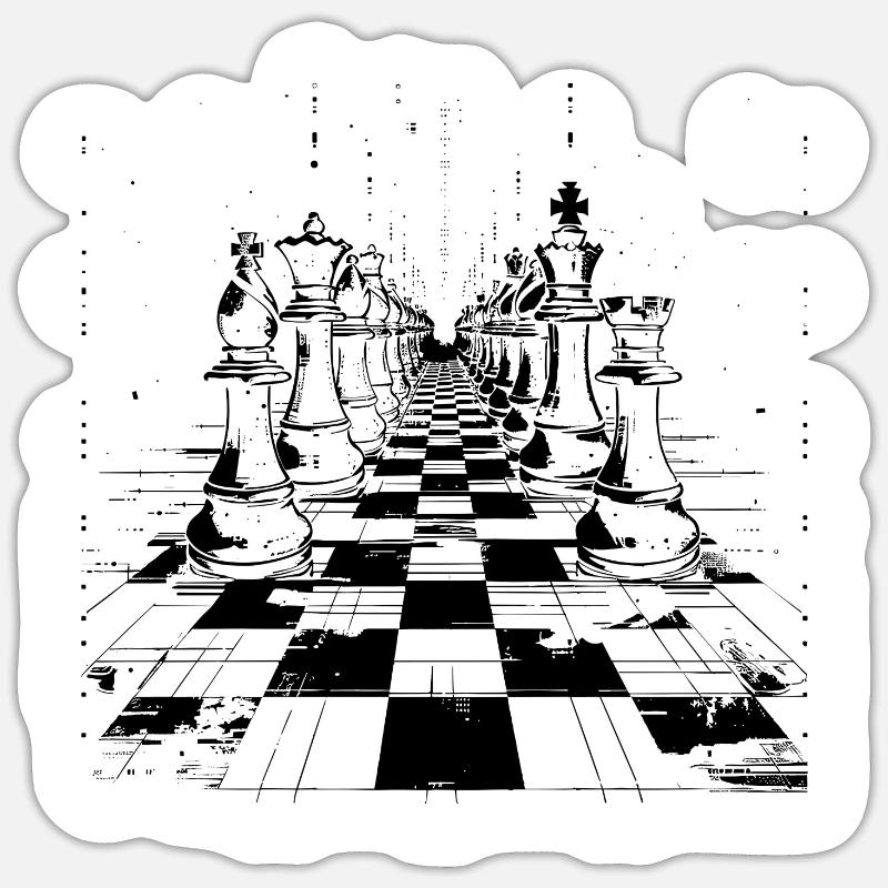 Graphismes d’échecs - Sticker taille S (10 x 10 cm) - blanc mat
