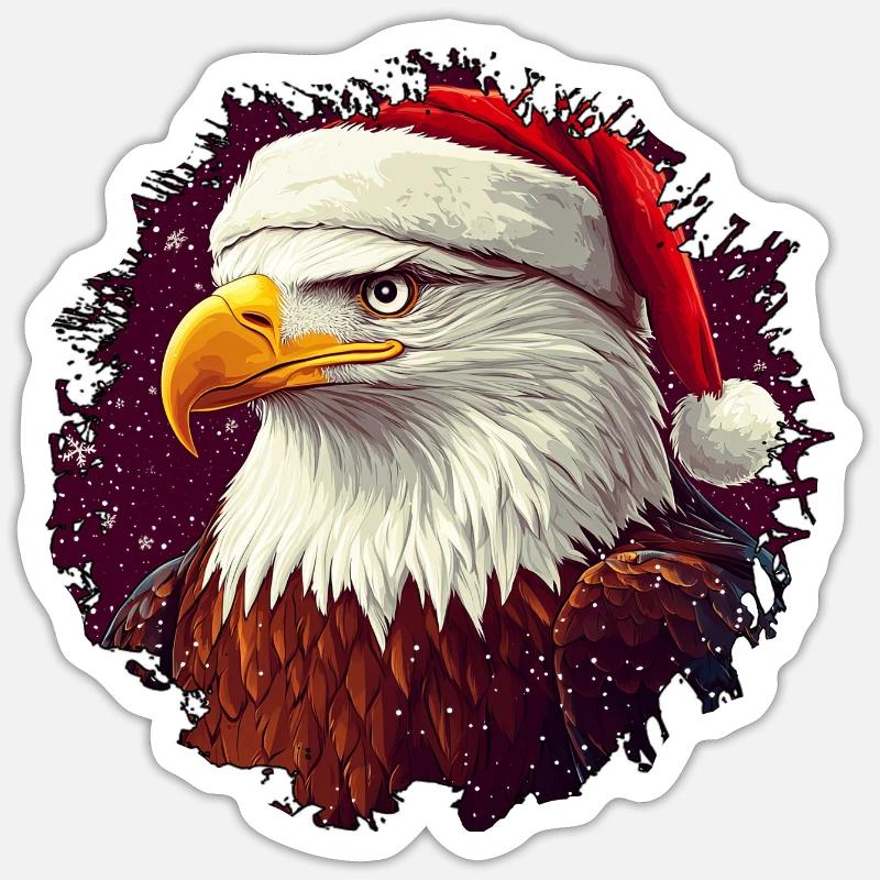 Aigle de Noël - Sticker taille S (10 x 10 cm) - blanc mat