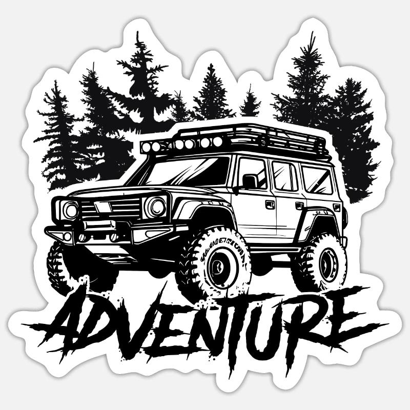 Adventure 4x4 - Sticker taille S (10 x 10 cm) - blanc mat