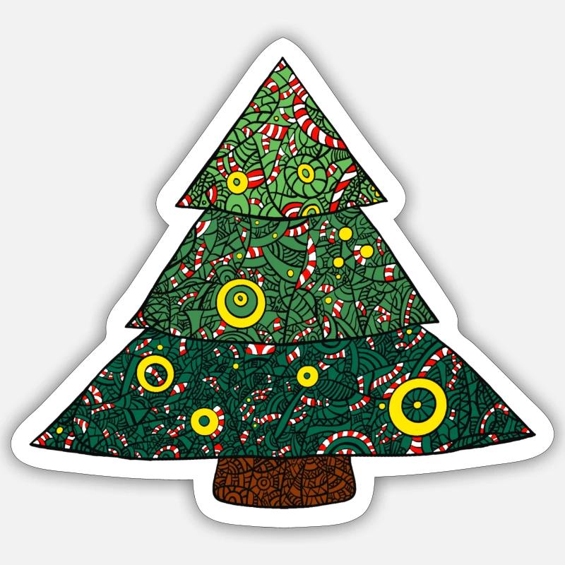 Candy Canes Christmas Tree Mandala - Sticker size S (10 x 10 cm) - white matte