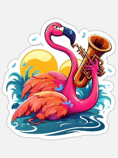 Jazzy Flamingo - Sticker Größe S (10 x 10 cm) - Mattweiß