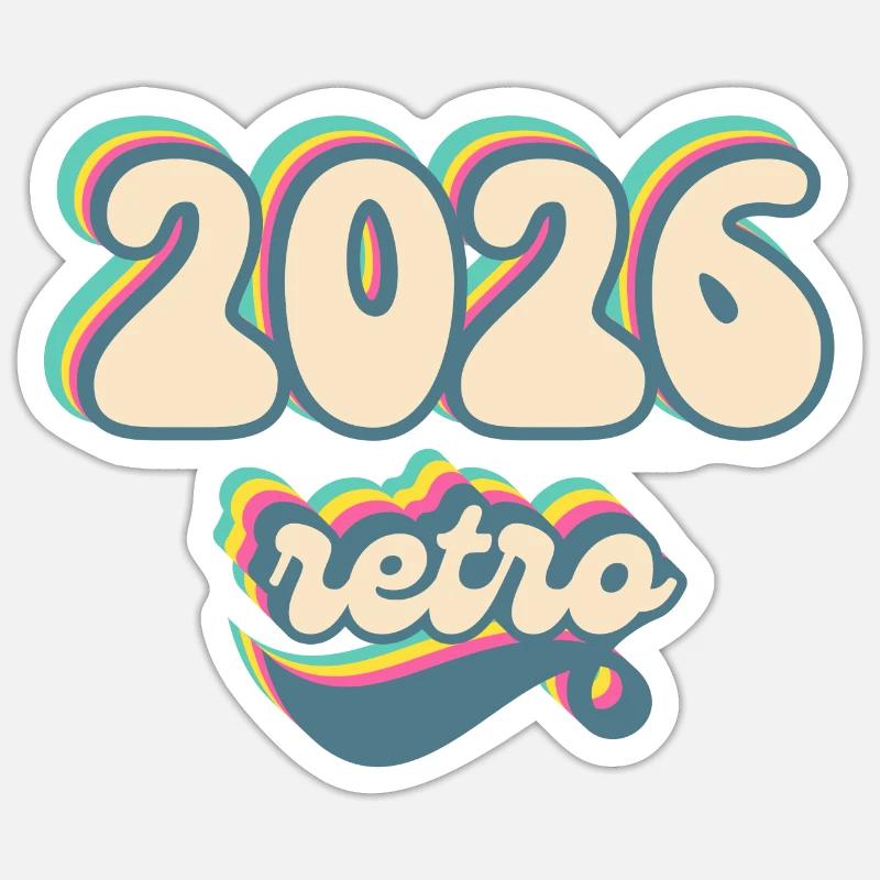 2026 Retro Geschenkidee - Sticker Größe S (10 x 10 cm) - Mattweiß