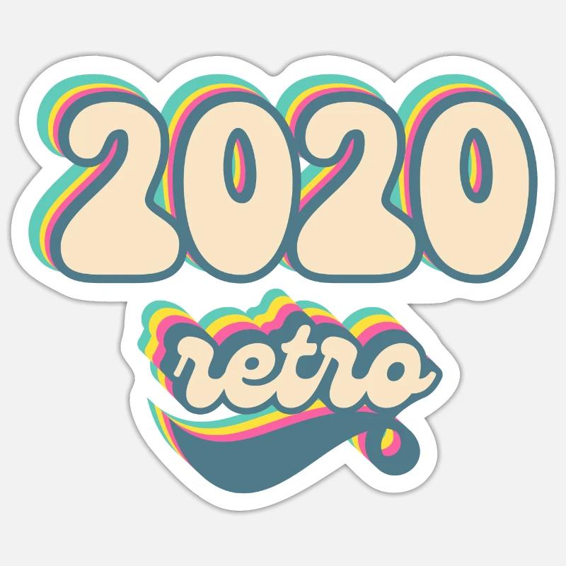 2020 Retro Geschenkidee - Sticker Größe S (10 x 10 cm) - Mattweiß
