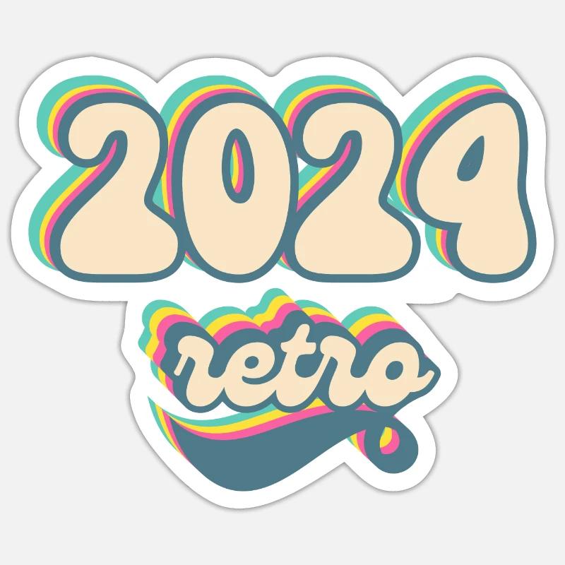 2024 retro idée cadeau - Sticker taille S (10 x 10 cm) - blanc mat