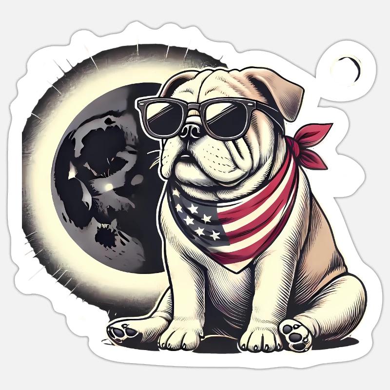 Patriotic Bulldog Solar Eclipse - Sticker size S (10 x 10 cm) - white matte