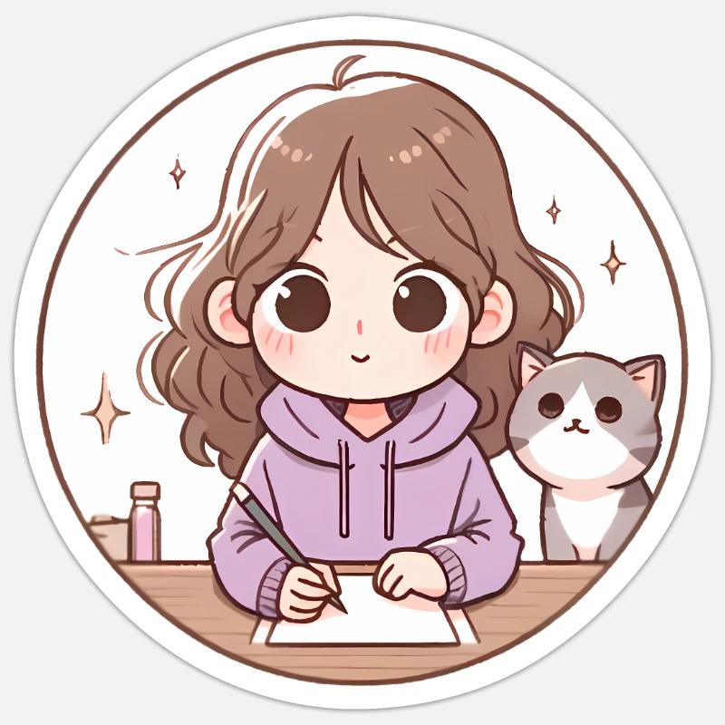 Neujahr Zero Fcks Mädchen Katze Design Sticker Größe S (10 x 10 cm)
