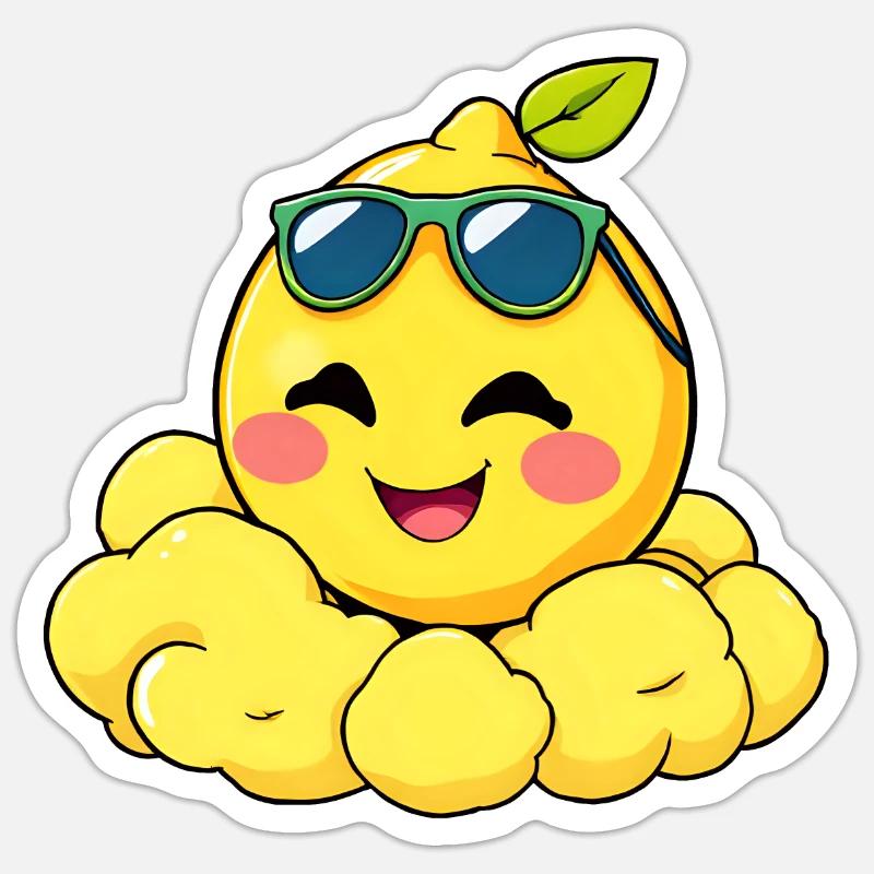 Happy Lemon Chillin on Clouds - Sticker size S (10 x 10 cm) - white matte