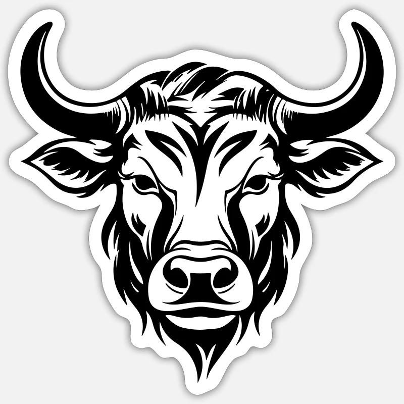 Stier Bulle Kopf - Sticker Größe S (10 x 10 cm) - Mattweiß