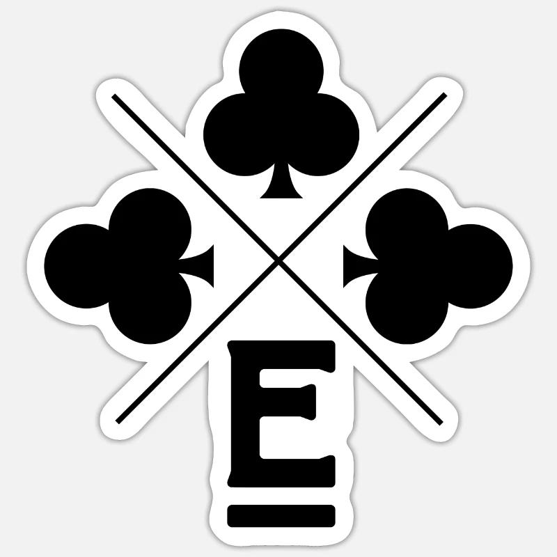 Letter e lucky clover - Sticker size S (10 x 10 cm) - white matte