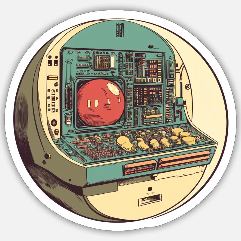 Retro-Computer: Die Anfänge der Technik! Sticker Größe S (10 x 10 cm)