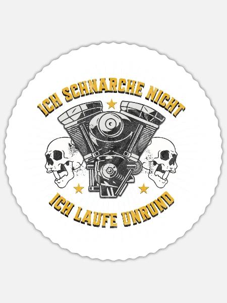 Lustiges Biker T-Shirt – „Ich schnarche nicht..." - Sticker Größe S (10 x 10 cm) - Mattweiß