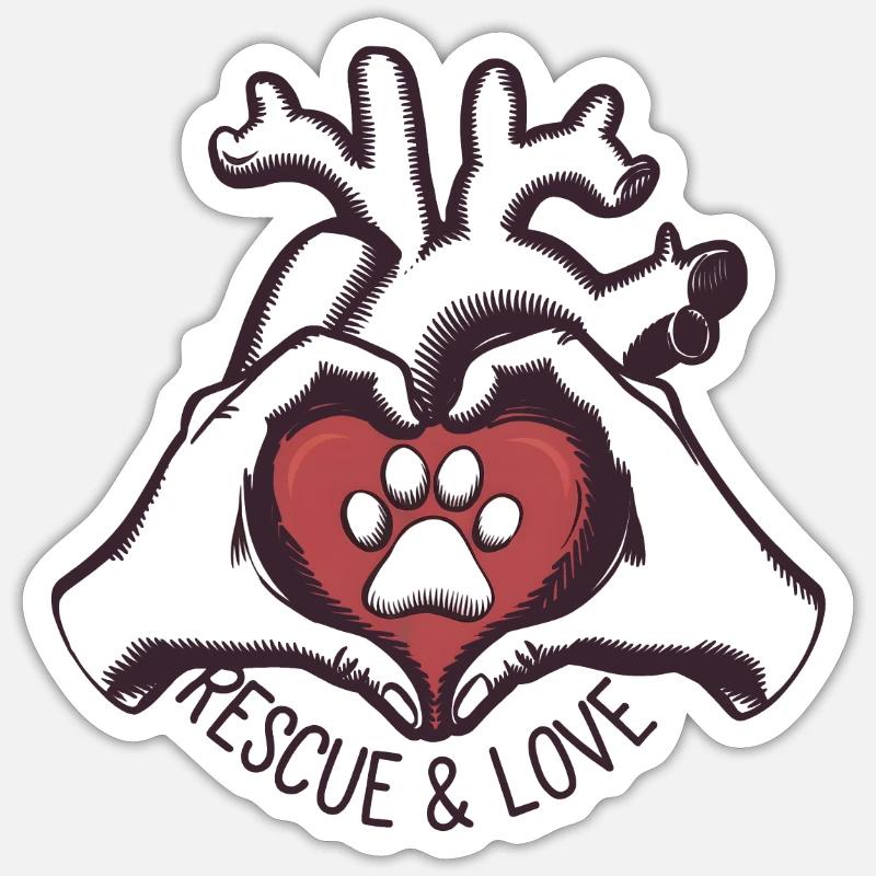 Rescue & Love Sticker size S (10 x 10 cm)