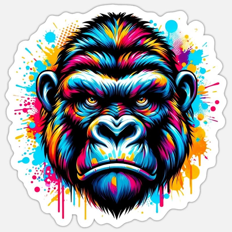 Gorilla - Sticker size S (10 x 10 cm) - white matte