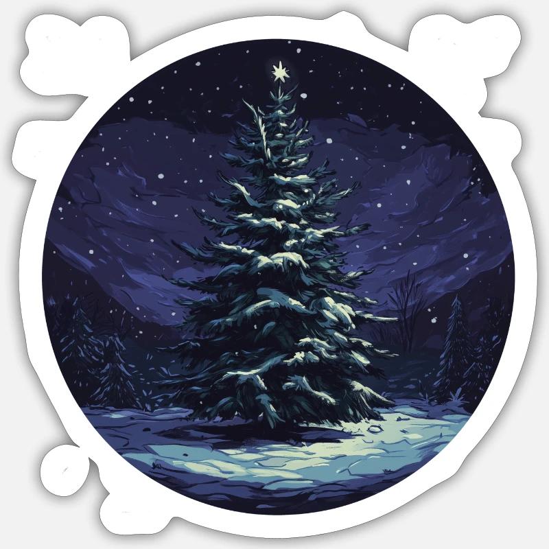 Winter Tranquility: The Glowing Tree Sticker size S (10 x 10 cm)
