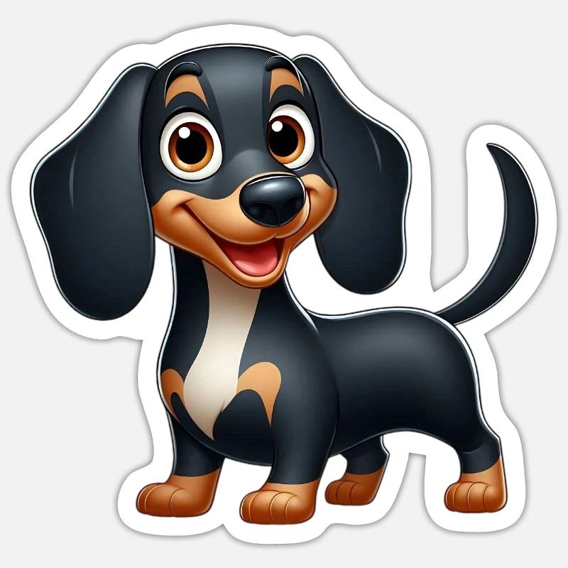 teckel 5 - Sticker taille S (10 x 10 cm) - blanc mat