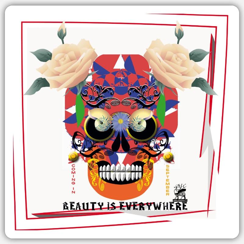 white skull 3 - Sticker size S (10 x 10 cm) - white matte