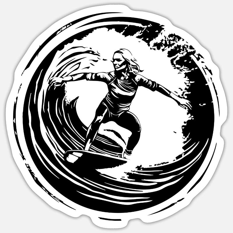 Surfer Silhouette - Sticker Größe S (10 x 10 cm) - Mattweiß
