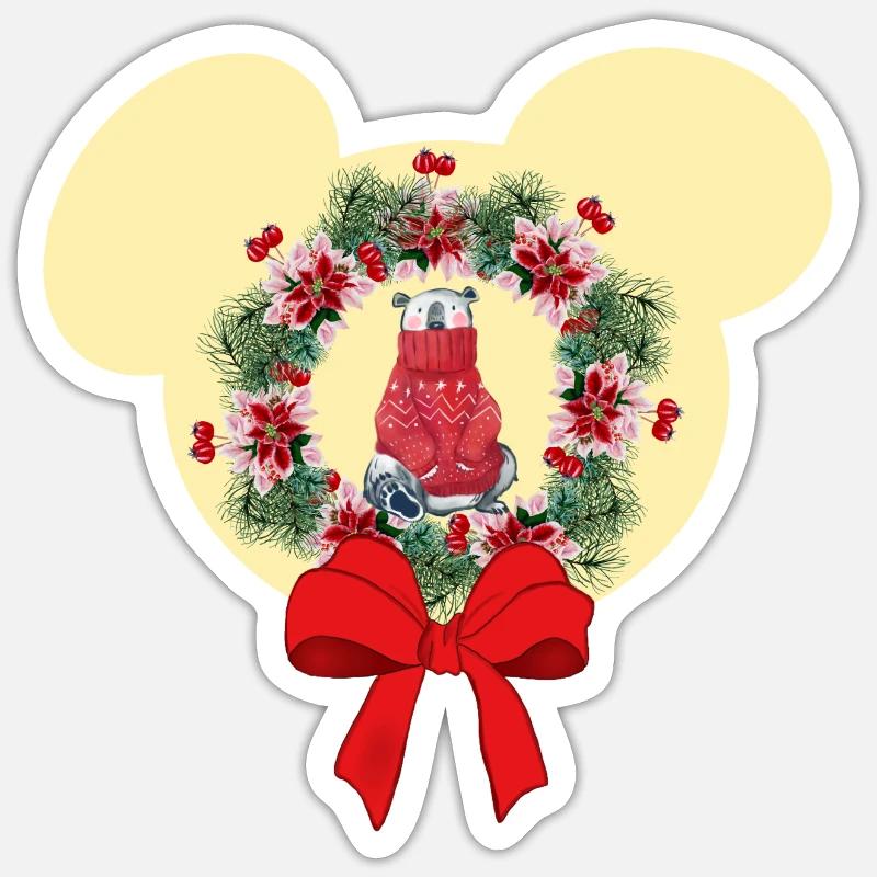 Christmas Bear - Sticker Größe S (10 x 10 cm) - Mattweiß