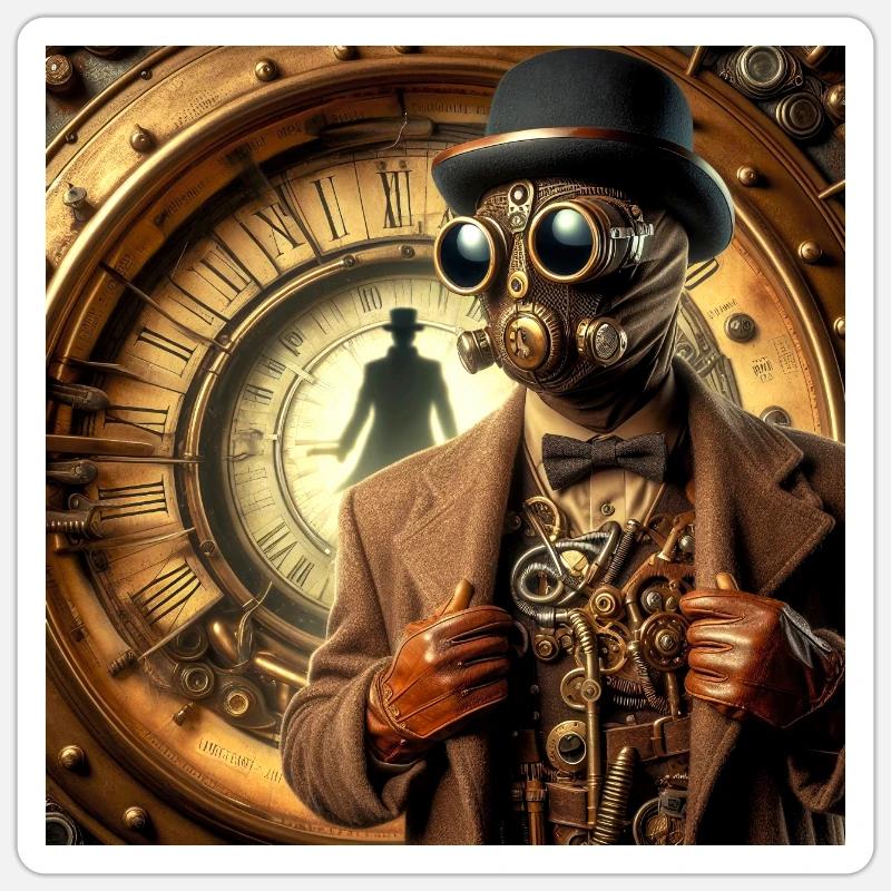 Sherlock Holmes Steampunk - Sticker taille S (10 x 10 cm) - blanc mat