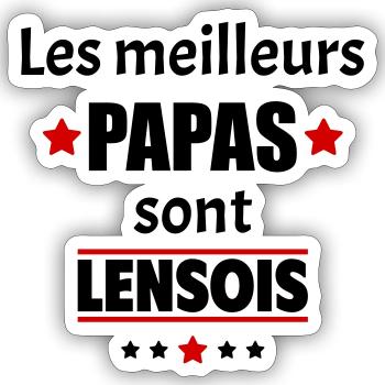 Les meilleurs papas sont lensois, fête des pères - Sticker taille S (10 x 10 cm) - blanc mat - Devant