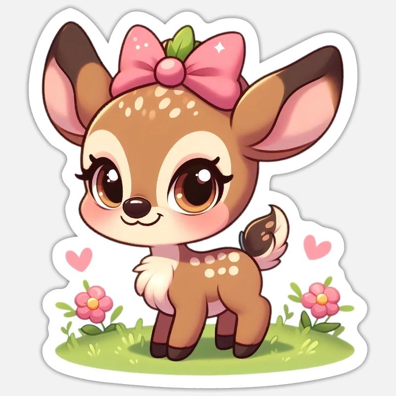Petit Faon mignon 3 - Sticker taille S (10 x 10 cm) - blanc mat