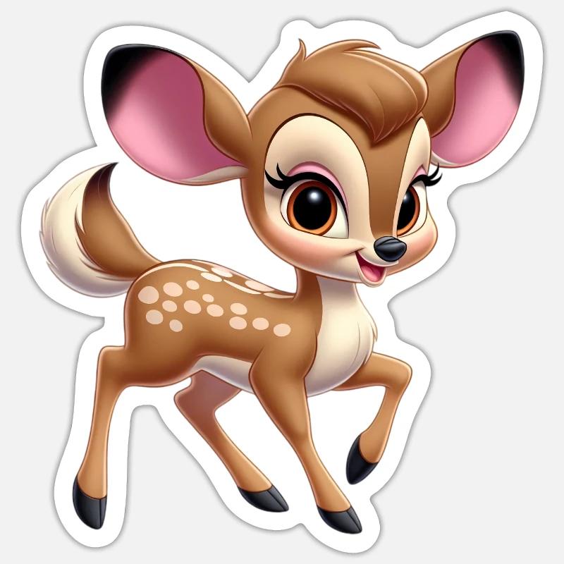 Petit Faon mignon 2 - Sticker taille S (10 x 10 cm) - blanc mat