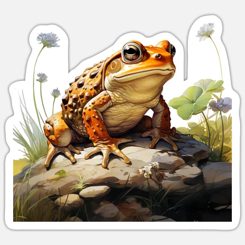 Toad in lurking position Sticker size S (10 x 10 cm)