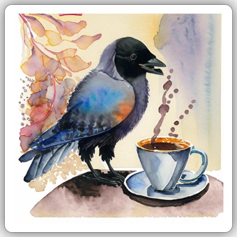Dohle mit Dohle - Sticker Größe S (10 x 10 cm) - Mattweiß