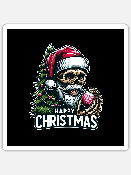 Christmas Skull mit Weihnachtskugeln - Sticker Größe S (10 x 10 cm) - Mattweiß