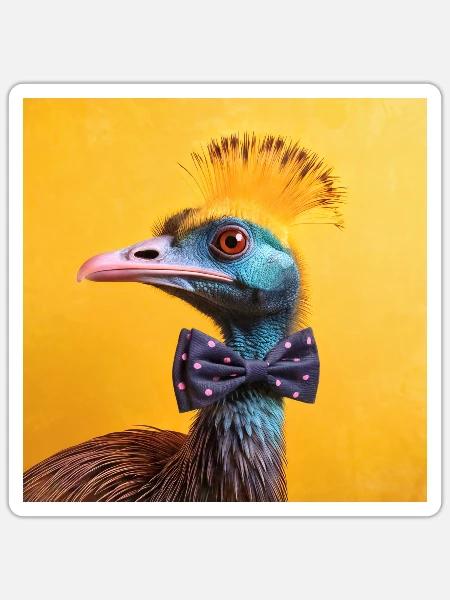 Blauer Vogel mit Fliege - Sticker Größe S (10 x 10 cm) - Mattweiß