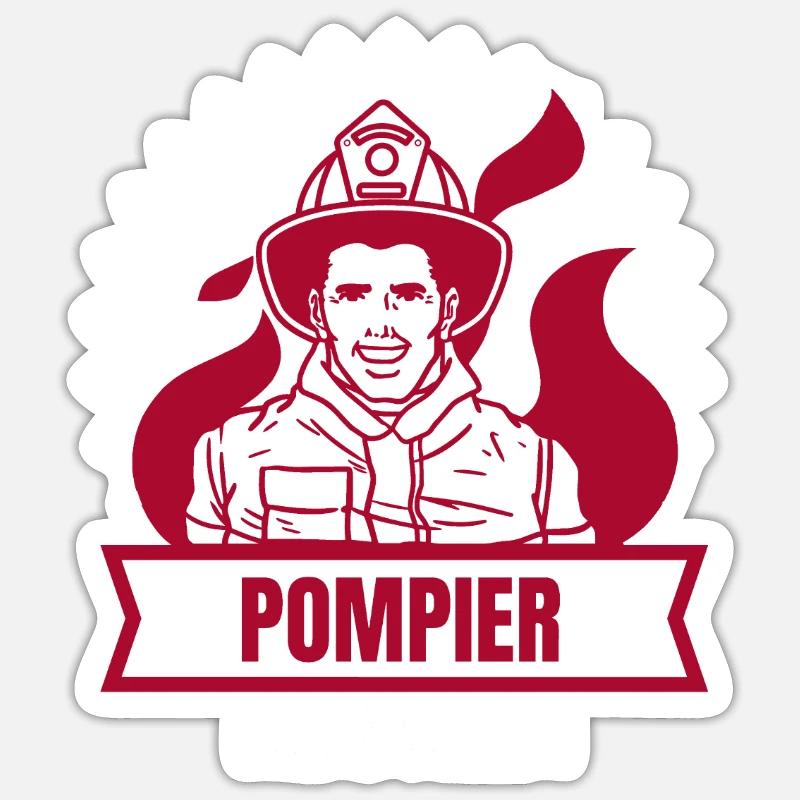 POMPIER, DUR À CUIRE ! - Sticker taille S (10 x 10 cm) - blanc mat
