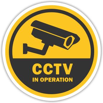 SECURITY CAMERAS IN USE - CCTV in operation - Sticker size S (10 x 10 cm) - white matte - Front