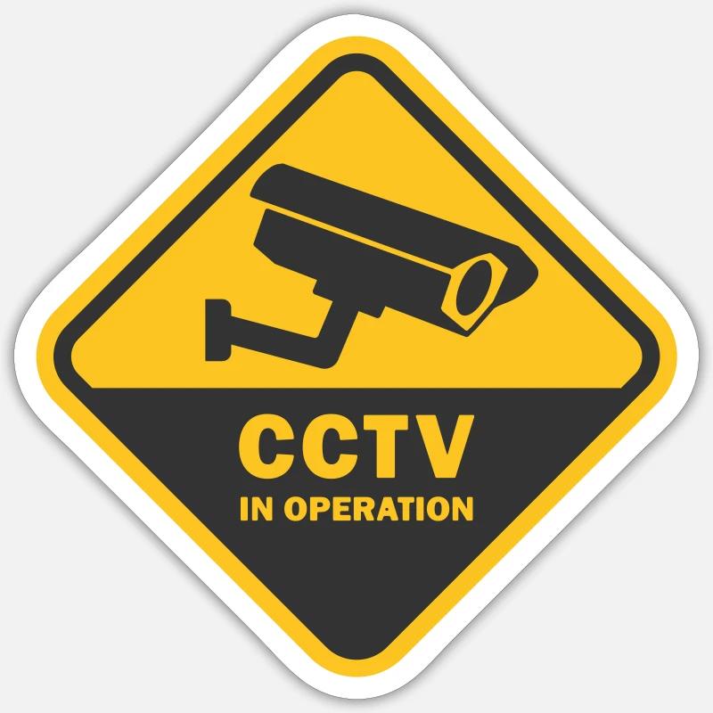 SECURITY CAMERAS IN USE - CCTV in operation - Sticker size S (10 x 10 cm) - white matte