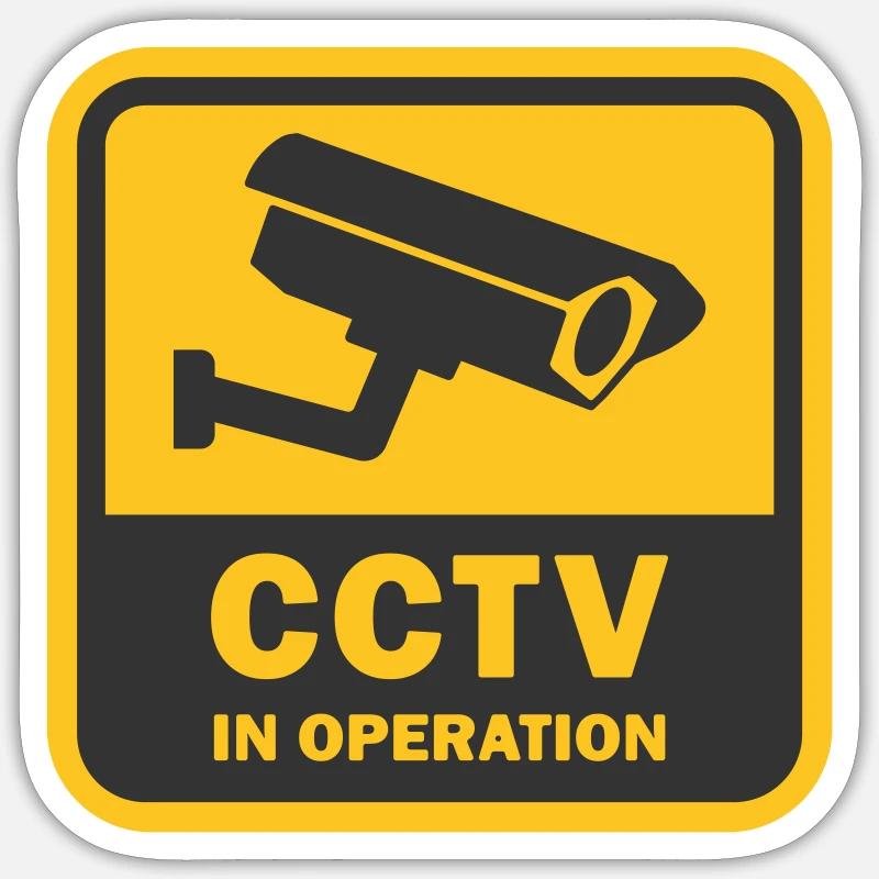SECURITY CAMERAS IN USE - CCTV in operation - Sticker size S (10 x 10 cm) - white matte