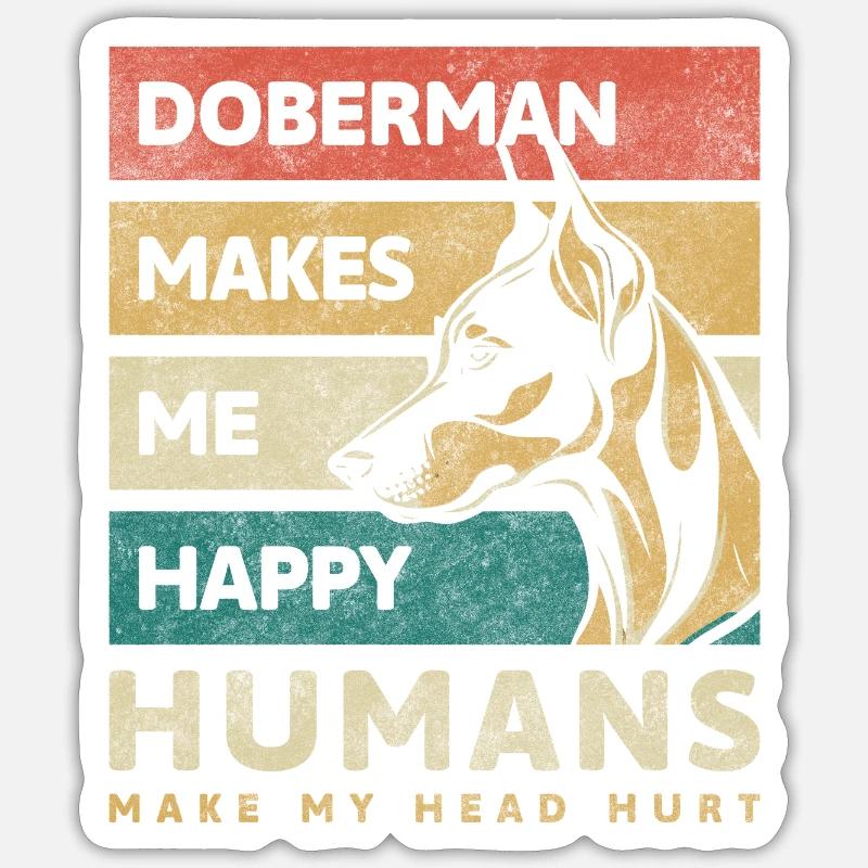 Agent de sécurité Doberman - Sticker taille S (10 x 10 cm) - blanc mat