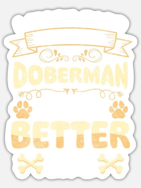 Dobermann Rassehund Schutz Wachschutz - Sticker Größe S (10 x 10 cm) - Mattweiß