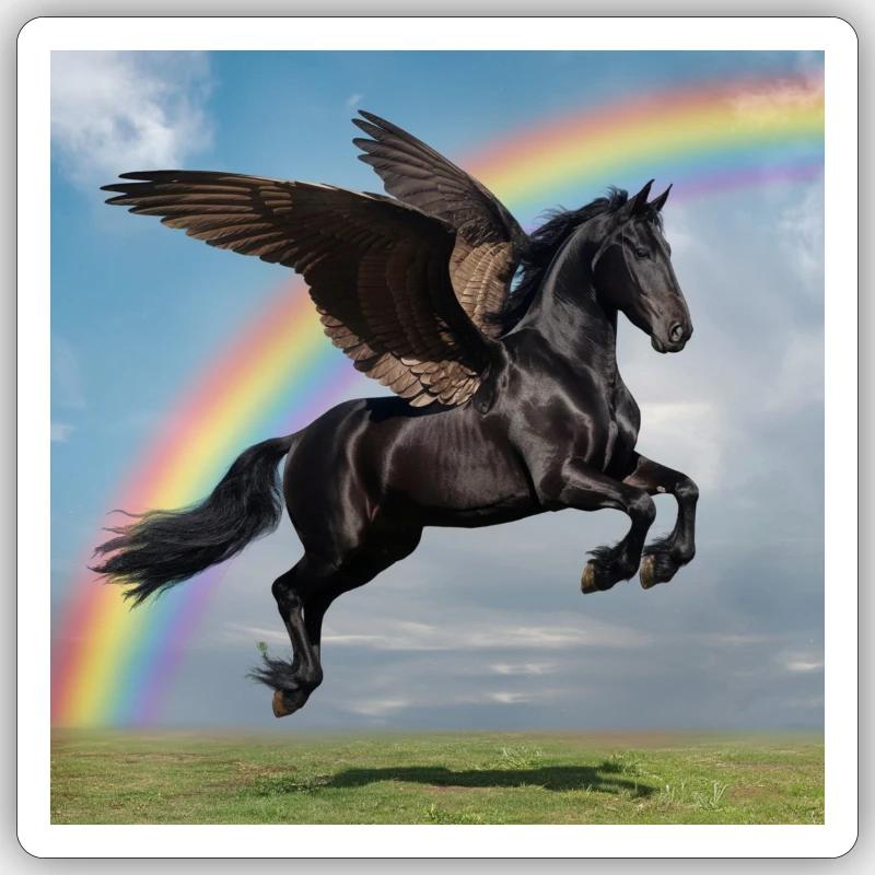 Rainbow Pegasus - Sticker Größe S (10 x 10 cm) - Mattweiß