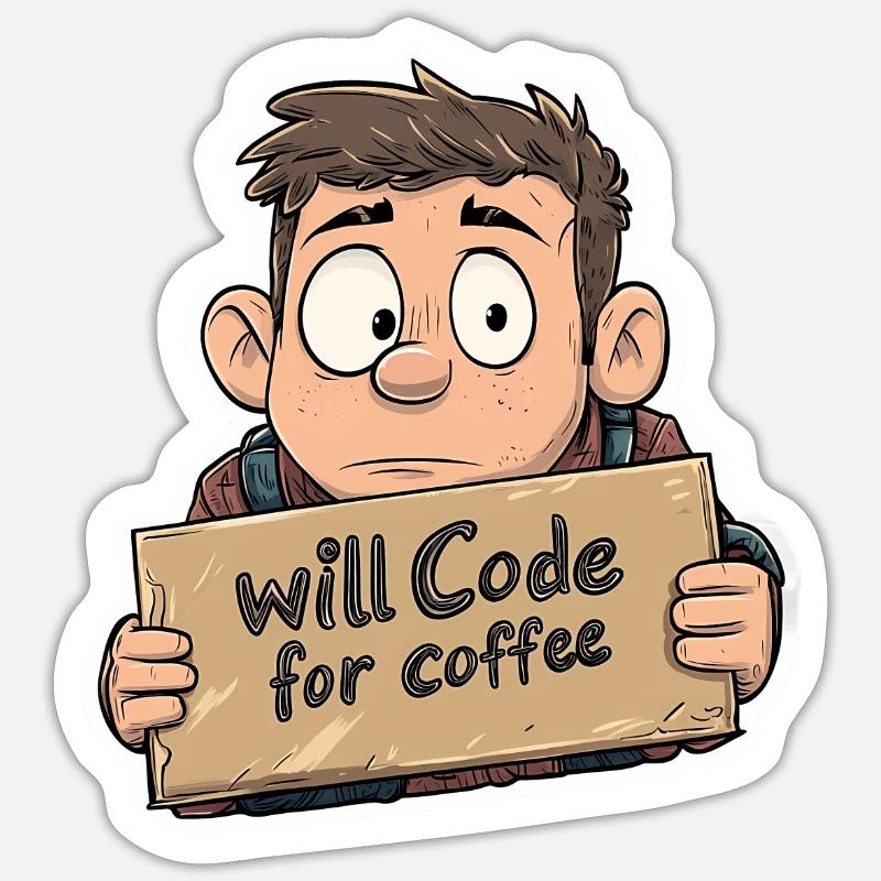 Lustiges Programmierer und Kaffeeliebhaber Design - Sticker Größe S (10 x 10 cm) - Mattweiß