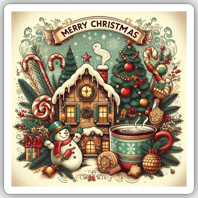 Design de Noël nostalgique - Sticker taille S (10 x 10 cm) - blanc mat