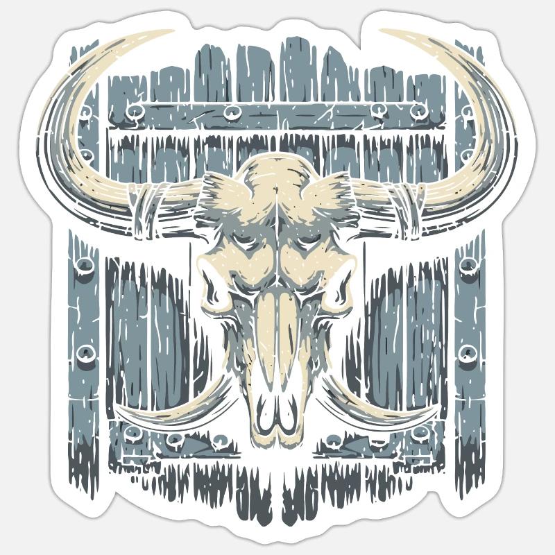 Bison skull - Sticker size S (10 x 10 cm) - white matte