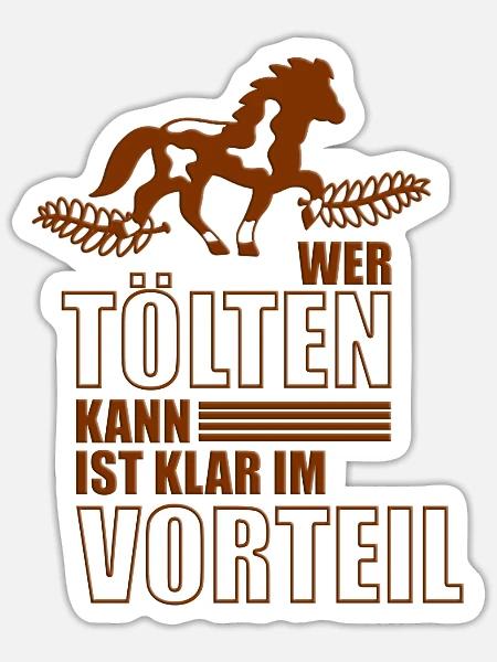 Pferd - Pferde - Reiten - Tölten - Tölt - Reiterin - Sticker Größe S (10 x 10 cm) - Mattweiß