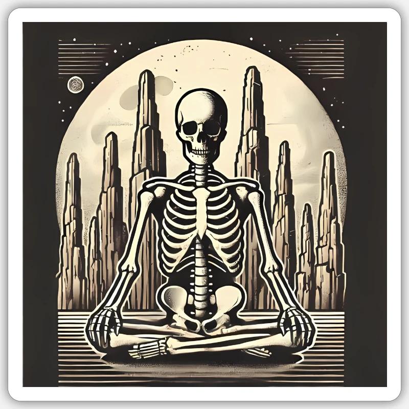 Skeleton in Solitude Illustration - Sticker size S (10 x 10 cm) - white matte